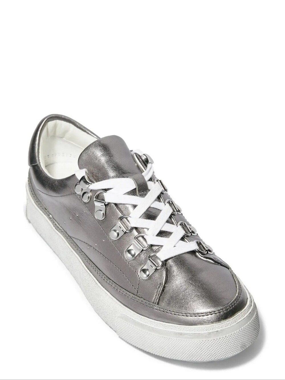 ALLSAINTS Womens Silver Quinn Low Top Leather Sneakers 10